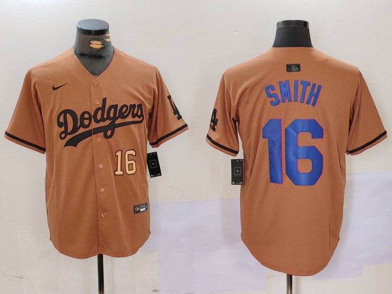 Men Los Angeles Dodgers #16 Smith army green joint name 2024 Nike MLB Jersey style 5->customized mlb jersey->Custom Jersey